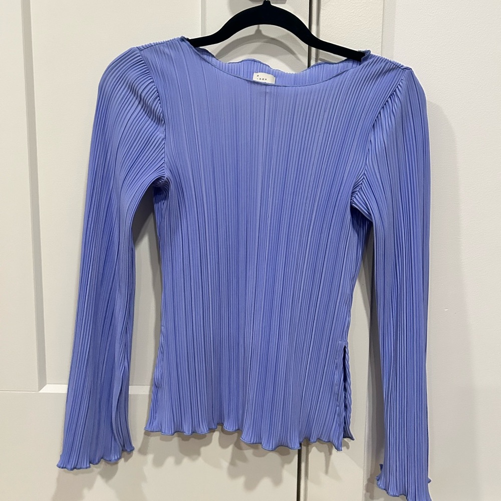Elegant Blue Purple Pleated Women's Top